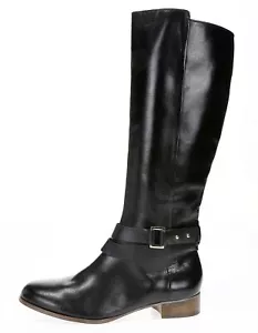 Louise et Cie Vivah Womens Black Leather Side Zipper Knee High Boots Size 7.5 - Picture 1 of 6