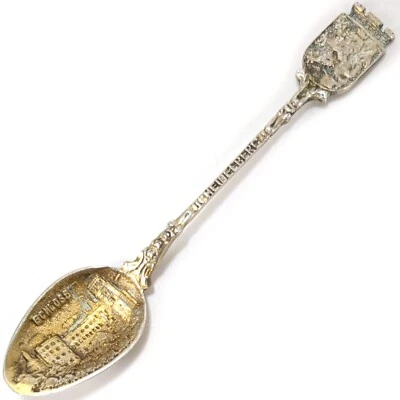 Cuchara de recuerdo Heidelberg Schloss (Castillo) Alemania 800 plata en relieve cuenco de oro Foto 1 de 4