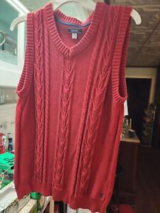 Izod Boys Sweater Vest Large ( 14 / 16 ) Golf Red Red Knit