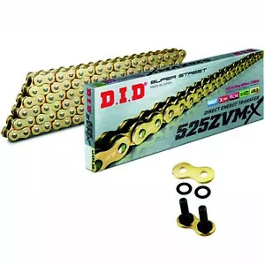 DID ZVMX2 Kette gold 525 Teilung 114 Glieder offen + Nietschloss Antriebskette - Bild 1 von 3