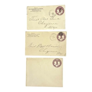 3) 1893 Violet 2c Columbus Liberty Stamped Envelopes 1 Blank 2 Cancelled WY - Imagen 1 de 10