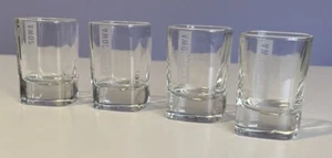 S/4 Luksusowa Square Shot Glasses Frosted Vertical Logo Clear Glass - Picture 1 of 8
