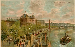 LONDON THE THAMES EMBANKMENT - HTL HOLD TO LIGHT POSTCARD - Picture 1 of 3