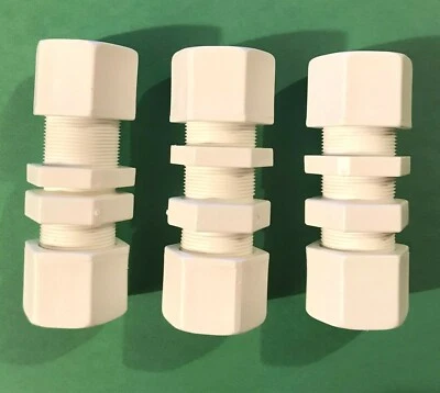 NEW (3) JACO 3/4" Polypropylene Bulkhead Union Tube Fittings 20-12/PPG - Image 1 of 3