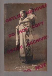 Lawton OKLAHOMA RPPC c1910 COMANCHE INDIAN WOMAN Studio PAPOOSE Identified OK - Picture 1 of 3