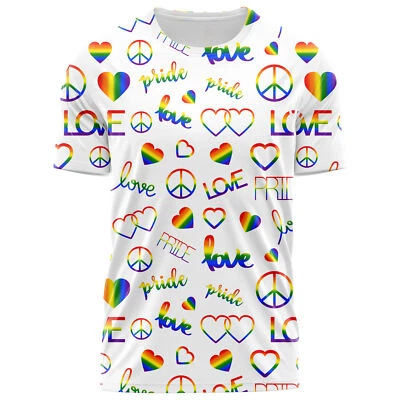 Pride Love T Shirt Rainbow Hearts LGBTQ Festival Shirt For Men And Women - Image 1 of 4