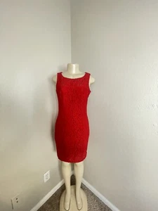 Anne Klein Sheath Dress Women's 6P Red Floral Lace Christmas Holiday Sleeveless - Picture 1 of 11
