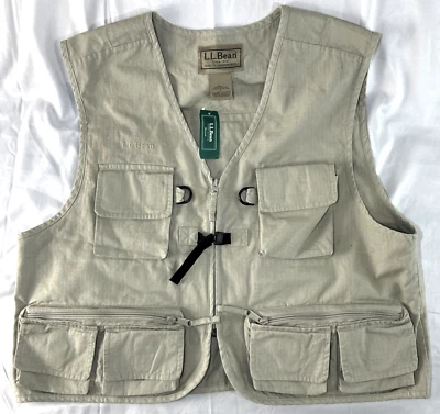 Chaleco de pesca con mosca LL Bean vintage para hombre L Ripstop 100 % algodón tareas de caza de aves Foto 1 de 4