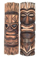 Maschera da Parete Tiki 2er Set 50cm Lounge Hawaii IN Legno