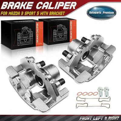 2x Front Driver & Passenger Disc Brake Caliper with Bracket for Mazda 3 Sport 5 - Image 1 of 4