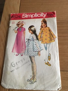 1969 ORIGINAL SIMPLICITY SEWING Pattern 8524 girls dress age 5 CUT Free P&P - Picture 1 of 3