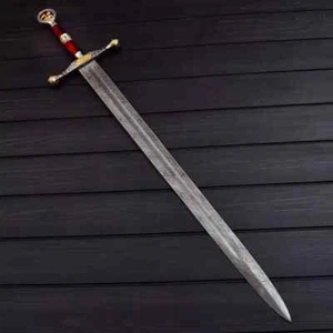 Hand Forged Damascus Steel Viking Sword Sharp Battle Ready Medieval Sword Gifts - Picture 1 of 4