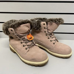 Lugz Rucker Hi Faux Fur Lace Up Womens Pink Casual Boots Size 10 - Picture 1 of 15