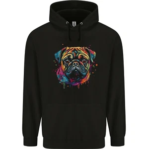 A Colourful Pug Dog Childrens Kids Hoodie - Picture 1 of 3