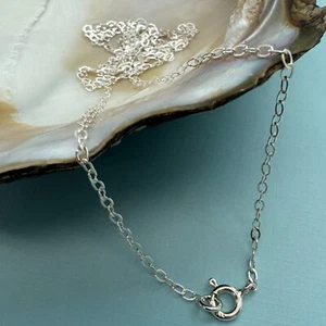 Rhodium Plated Sterling Silver Necklace, Bracelet, Anklet- 2mm Flat Cable Chain - Picture 1 of 7