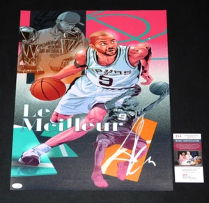 PÓSTER FRANCÉS TONY PARKER SAN ANTONIO SPURS NBA HOF FIRMADO 16X20 JSA ¡Certificado de autenticidad!¡! - Imagen 1 de 1