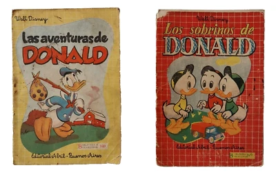 1950s Lot 2 Donald Duck Mini Children's Books Rare Disney Argentina In Spanish  - Image 1 of 4