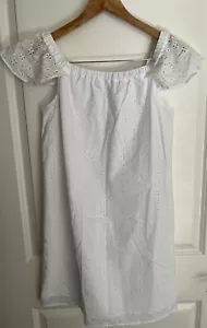 NWT J.Crew White Eyelet On/Off Shoulder Fully LinedCotton Mini Shift Dress Sz XS - Picture 1 of 6