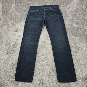 7 For All Mankind Pants Mens 36 (35x34) Black Corduroy Straight Slim Fit Slimmy - Picture 1 of 14