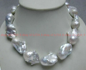 Beautiful New Jewelry Huge Natural 15x20mm White Baroque Pearl Necklace 14-36 In - Picture 1 of 12