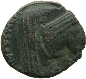 044. Roman Bronze Coin. DIVO CONSTANTINE I, AE-Cent. Heraclea. Emperor stg. VF - Imagen 1 de 2