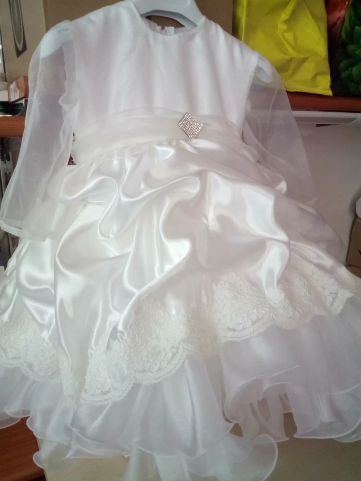 Abito battesimo bimba Colore Bianco SETA - Immagine 1 di 4