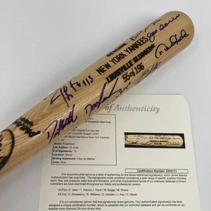 1996 New York Yankees World Series Champs Team Signed Bat Derek Jeter JSA COA - Picture 1 of 11