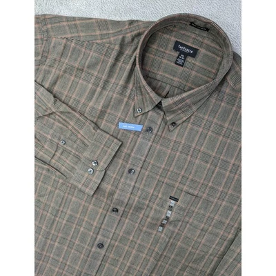 Van Heusen XXL Mens Brown Plaid Long Sleeve No Iron Button Down Shirt - Image 1 of 4