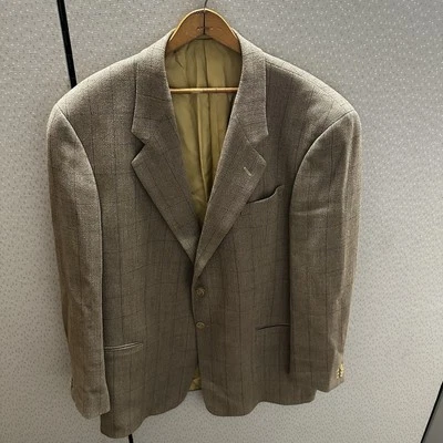 Jaqueta Blazer Giorgio Armani Collezioni Vintage 100% Lã Virgem Marrom Claro 46L - Imagem 1 de 4