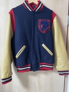 A Bathing Ape BAPE Navy Wool Leather Collab Jacket L Vintage Condition - Picture 1 of 3