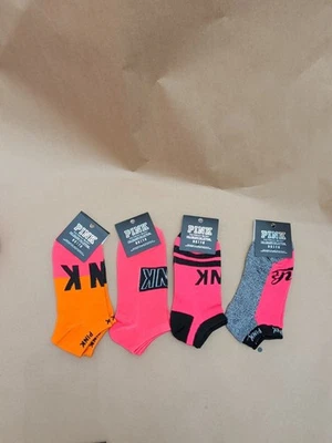 Nuevo Victoria's Secret ROSA Calcetines Bajos 4 Pares Rojo Rosa y Morado  Foto 1 de 4