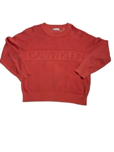 Calvin Klein Damen Open Weave Logo Langarm Pullover Orang Größe L - Bild 1 von 7
