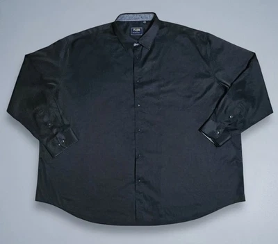 Men’s Big & Tall Black Button Down Dress Shirt FLEX Luxury Italian Design 6XL  - Image 1 of 4
