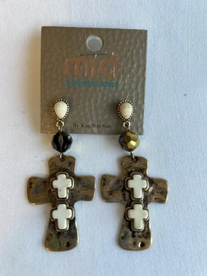 Pendientes Cruz Mia Inspirations Kim Min Sun Boho Cuelgan Tono Bronce Foto 1 de 4