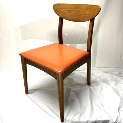 Silla de comedor antigua HEYWOOD WAKEFIELD moderna de mediados de siglo de nogal de la década de 1950 NARANJA Foto 1 de 4