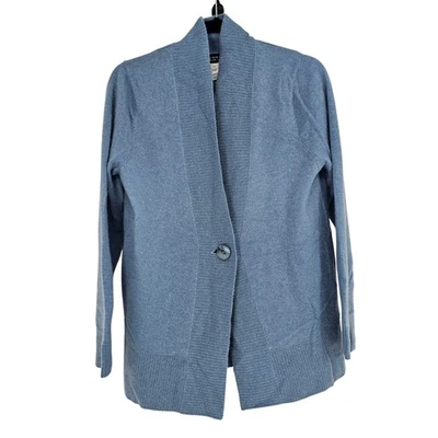 Cárdigan Suéter Jones Colección Nueva York Cashmere Chal Cuello M Azul Acogedor Foto 1 de 4