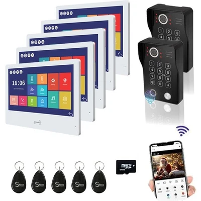 1080P Video Door Phone Apartment Doorbell Intercom System,10 Inch Wired Touch - Image 1 of 4