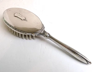 Antique Art Deco Webster STERLING SILVER Hair Brush 10" Long w Mono EXCELLENT - Picture 1 of 9