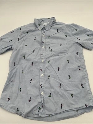 Old Navy Button Up Shirt Youth Boy X Large Aop Blue Pocket..#31265 - Image 1 of 4