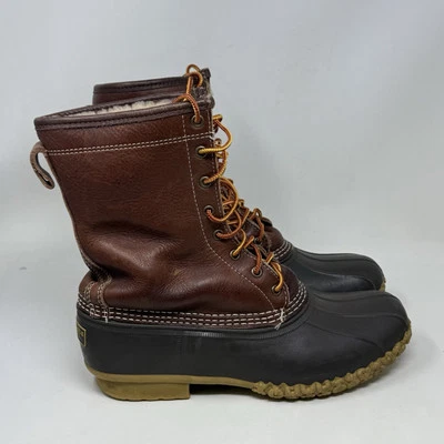 LL Bean Bean Boots 10” Para Hombres 9 M Marrón Arce Piel de Oveja Forrada Cuero Caído EE. UU. Foto 1 de 4