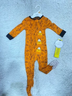 Koala Kids Halloween Baby one piece –Orange Pumpkin Print, Footed Pajamas - Image 1 of 4
