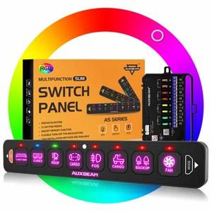 Panel de interruptor AUXBEAM AS-R80 delgado RGB 8 velocidades palanca LED control pulsado momentáneo - Imagen 1 de 12
