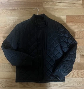 Chaqueta acolchada pequeña Banana Republic para hombre negra cremallera completa cierre a presión - Imagen 1 de 7