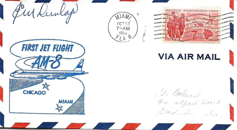 First Jet Airmail Flight Miami - Chicago October 15 1959 AAMC#J290 - Image 1 of 1