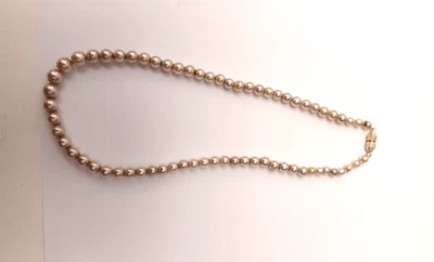 collier perles fantaisie ancien en chute 42cms, enfilage récent - Photo 1/2