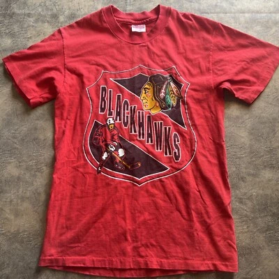 Vintage Chicago Blackhawks T-Shirt Men's M Red Hanes Heavy USA Single Stitch - Image 1 of 4