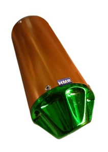 Auspuffendtopf Schalldämpfer ALU gold / grün Dirtbike Pitbike 50 - 150ccm HMP - Afbeelding 1 van 5