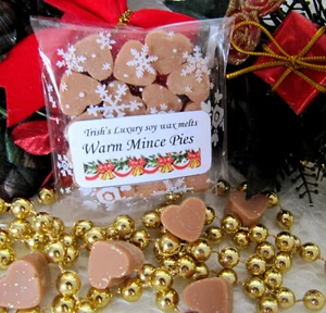30 Warm Mince Pies Highly Scented Soy Wax Mini Heart Melts Multibuy Discounts - Picture 1 of 2