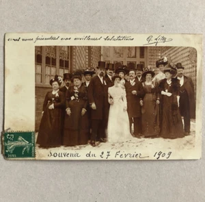 94 - Vincennes — carte-photo — mariage dans la cour d'un café — Litez/Banc 1909 - Foto 1 di 2