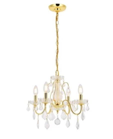 Elegant Lighting St. Francis V2015D17G/RC 4-Light 17" Chandelier w/Clear Crystal - Image 1 of 4